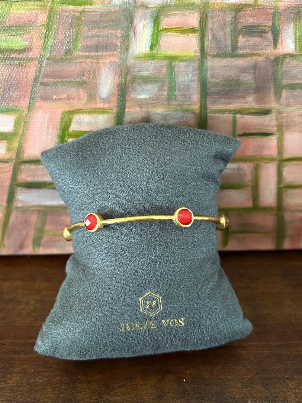 Julie Vos Gold-Tone Bangle with Iridescent Strawberry Stones
